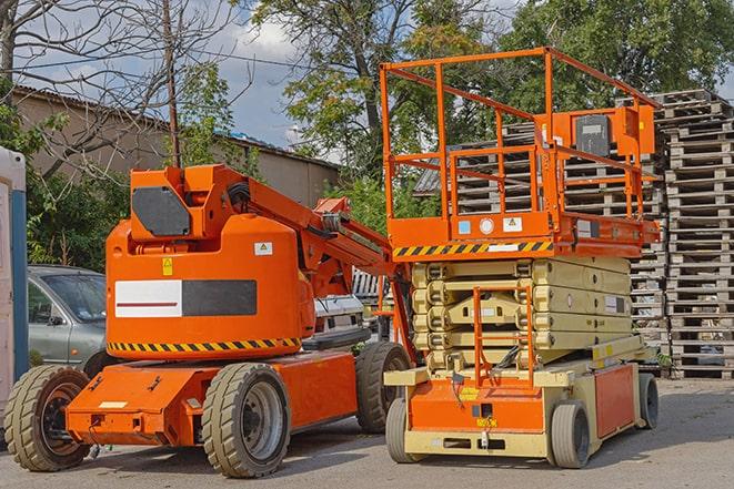 forklift operator organizing inventory in warehouse in Knightsen